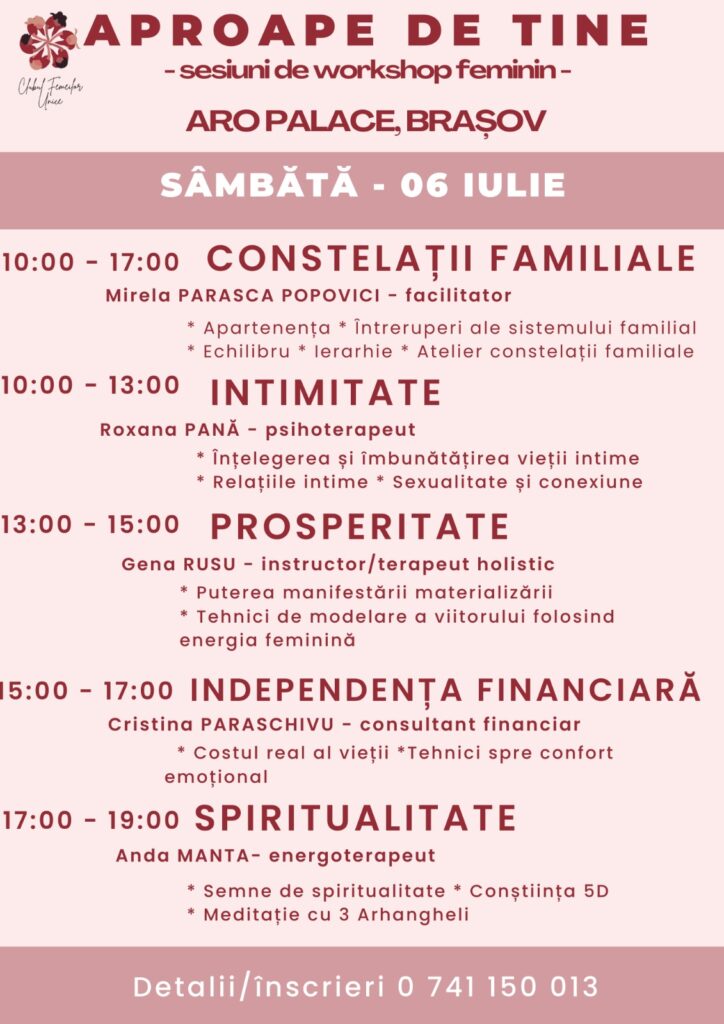 Aproape de tine – sesiuni de workshop feminin / BRAȘOV