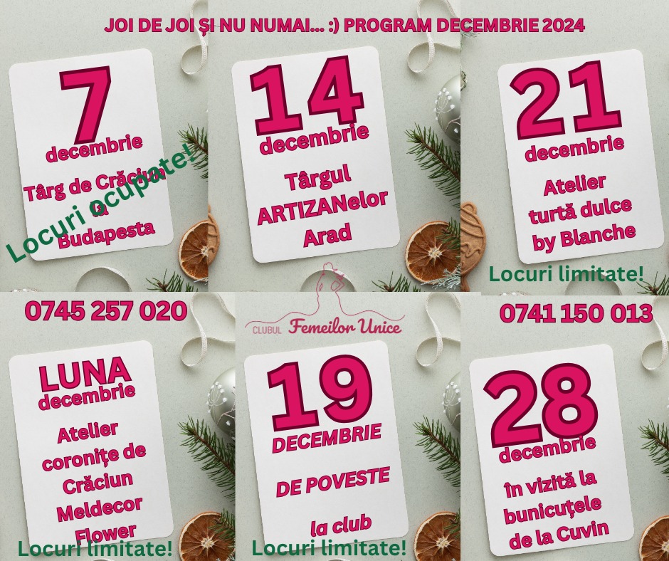 Evenimente decembrie 2024